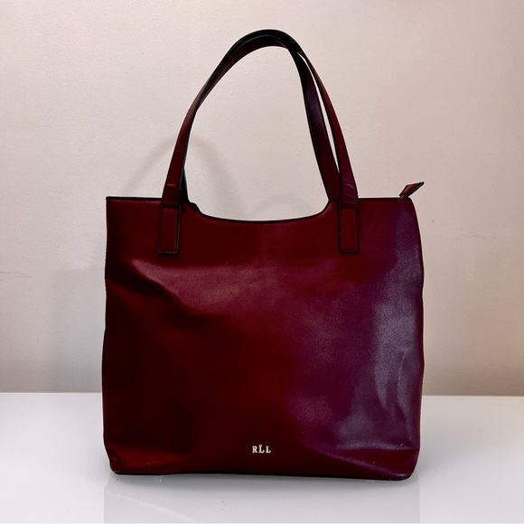 Ralph Lauren Handbags - RALPH LAUREN | Burgundy large leather shoulder fall winter tote designer…